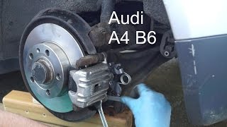 Audi A4 B6 Bremsbeläge Bremsscheiben und Bremssättel hinten wechseln [upl. by Ursal]