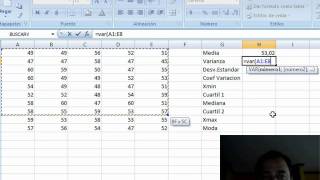 Calculo de estadísticos en Excel Media Mediana Varianza entre otros [upl. by Leiru191]