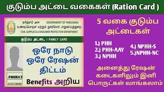 RATION CARD TYPES  குடும்ப அட்டை வகைகள்  RATION CARD BENEFITS  பயன்கள் [upl. by Zenda]