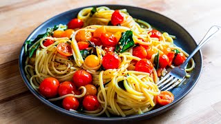 15 Minute Garlic Cherry Tomato Pasta [upl. by Yessac]