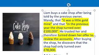 How to apply misrepresentation Liam cupcake scenario [upl. by Aldric]