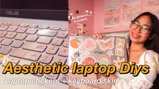 AESTHETIC LAPTOP DIYs I Diy laptop stickers and Diy keyboard skin [upl. by Amand]