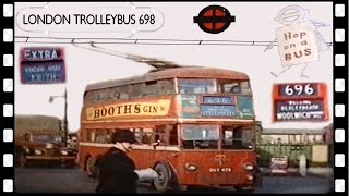 TROLLEYBUS 698 WoolwichBexleyheath London 1959 [upl. by Phonsa526]