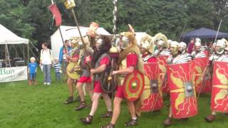 Roman Reenactment at the Amphitheatre in Caerleon Marching In [upl. by Saimerej]