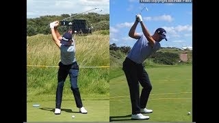 Justin Thomas golf swing  Long Iron faceon amp downtheline July 2017 [upl. by Doss757]