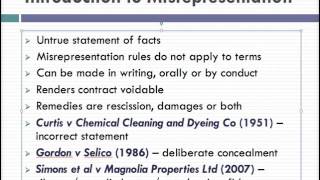 Misrepresentation Lecture 1 of 4 [upl. by Notrab822]